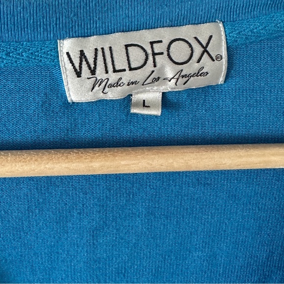 Wildfox Baggy Beach Jumper Deep V Blue Soft Sweater Size L Made In USA - Picture 2 of 7